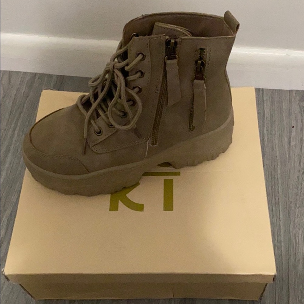 Nude combat style boots